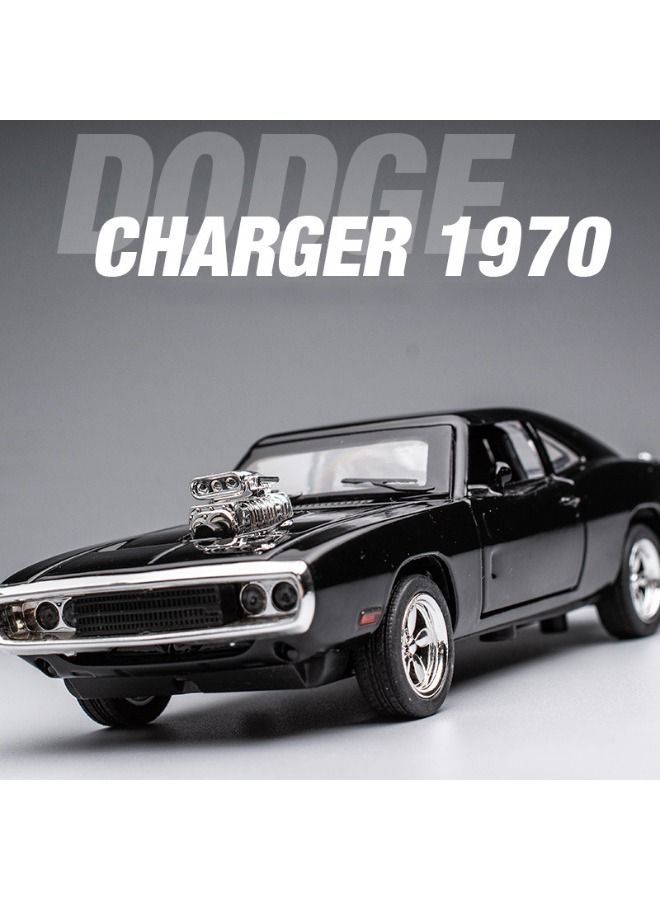 1/32 Dodge Charger Car Model, Fast Furious Metal Model Car, USA Muscle Vehicle Toy, Alloy Diecast Pull Back Toy Vehicle with Light and Music, Supercar Toy Gift for Kids Children, Black