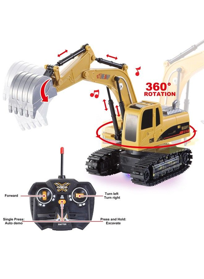 2 Pcs Remote Control Construction Vehicle Toy Set Frictionpowered Rc Excavator & Rc Dump Truck With Lights And Sounds For Imaginative Play Birthday Gifts For Toddlers Boys Girls