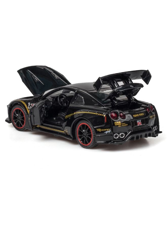 1:32 GTR R35 Car Model Toy, Diecast Zinc Alloy Pull Back Collectible Toy Car, Sound and Light Pull Back Model Sports Car for Kids Boy Girl Gift