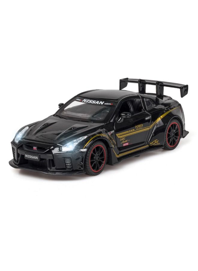 1:32 GTR R35 Car Model Toy, Diecast Zinc Alloy Pull Back Collectible Toy Car, Sound and Light Pull Back Model Sports Car for Kids Boy Girl Gift