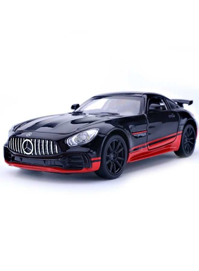 1:32 AMG GTR Car Model Toy, Diecast Zinc Alloy Pull Back Toy Car, Sound and Light Pull Back Model Car for Kids Boy Girl Gift (Black/Red)