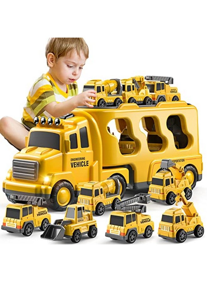 Construction Truck Toys Cars For Toddlers 35 7In1 Friction Power Vehicle Toy 3 4 5 6 Year Old Boys Carrier Transport Trucks Kids Years Car Set Age 39 Boys & Girls