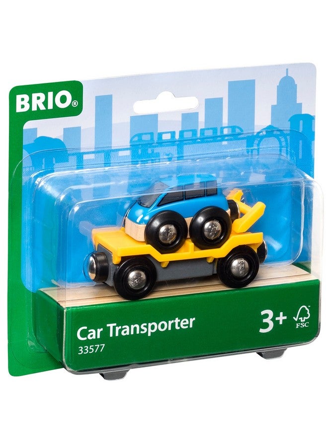 World 33577 Car Transporter 2 Piece Wooden Toy Train Accessory For Kids Ages 3 And Up