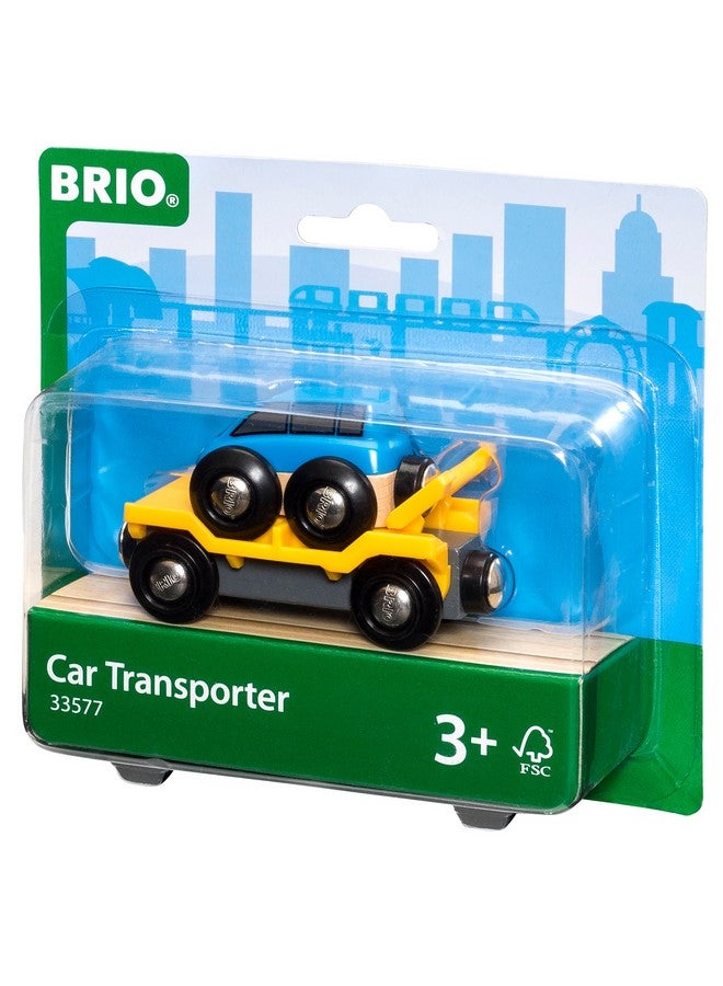 World 33577 Car Transporter 2 Piece Wooden Toy Train Accessory For Kids Ages 3 And Up