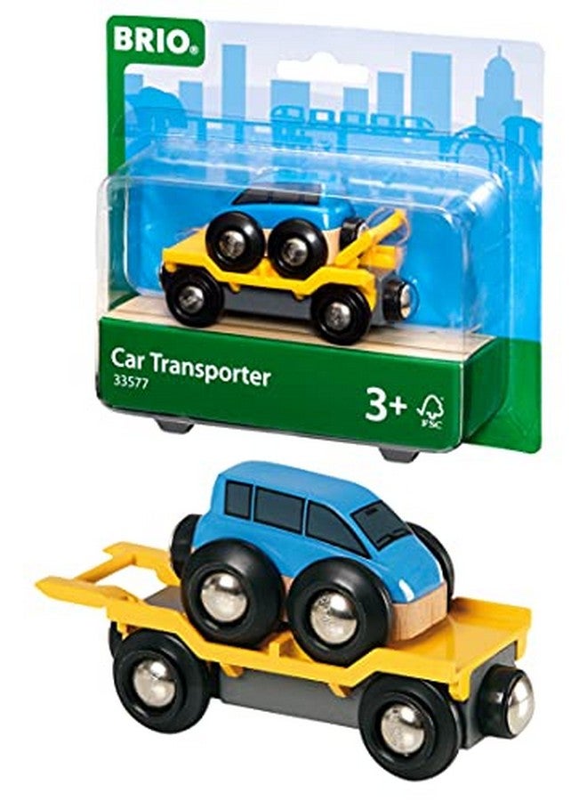 World 33577 Car Transporter 2 Piece Wooden Toy Train Accessory For Kids Ages 3 And Up