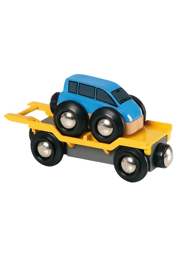 World 33577 Car Transporter 2 Piece Wooden Toy Train Accessory For Kids Ages 3 And Up