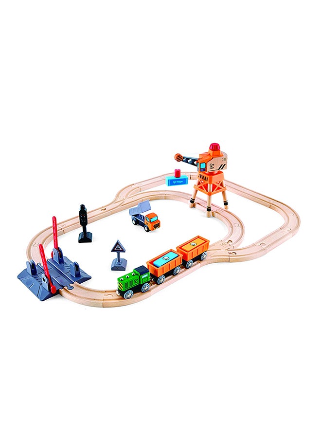 Railway Crossing & Crane Wooden Train Set