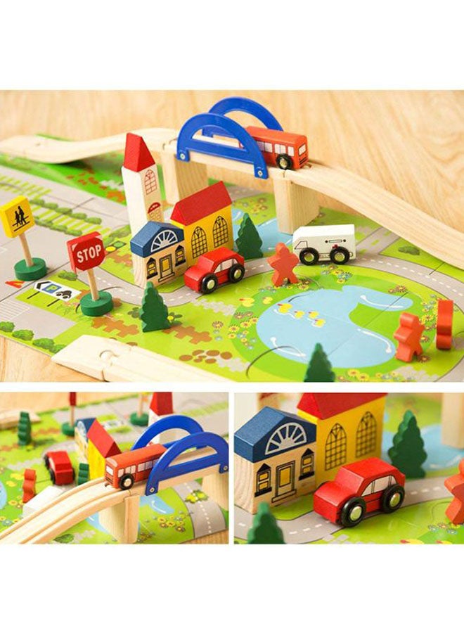 40-Piece Educational Wooden Rail Overpass Train Track Set