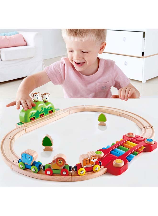 Music And Monkey Wooden Railway Playset W/ Xylophone