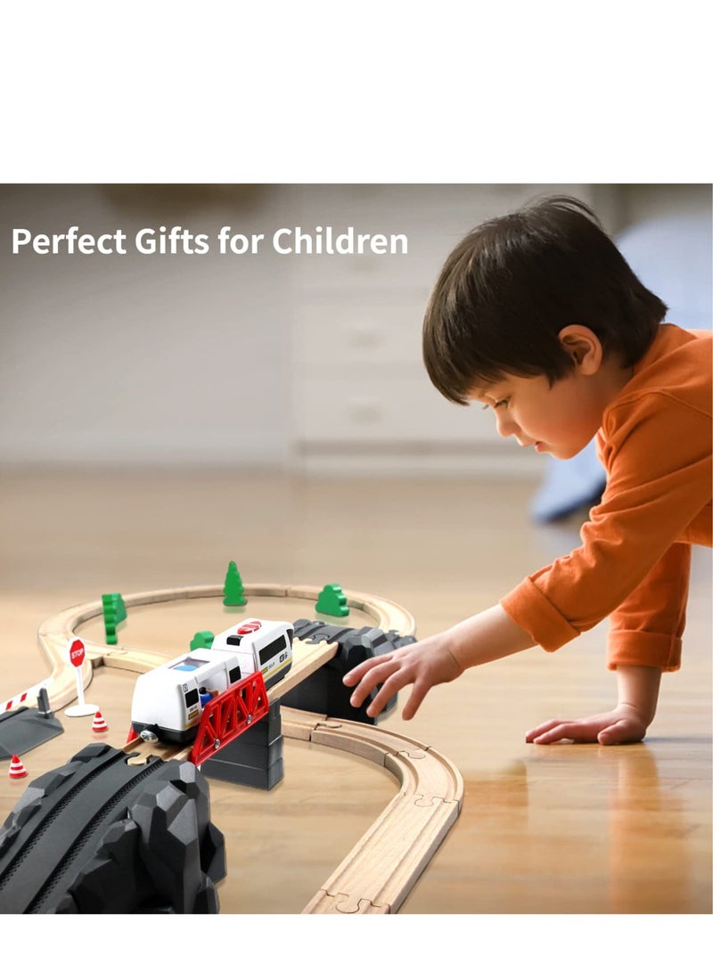 Battery Operated Train for Wooden Train Track, Electric Locomotive Train Set with Powerful Engine Compatible with Thomas, Brio, Chuggington, Bullet Train Toys for Toddlers 3 4 5 Year Olds