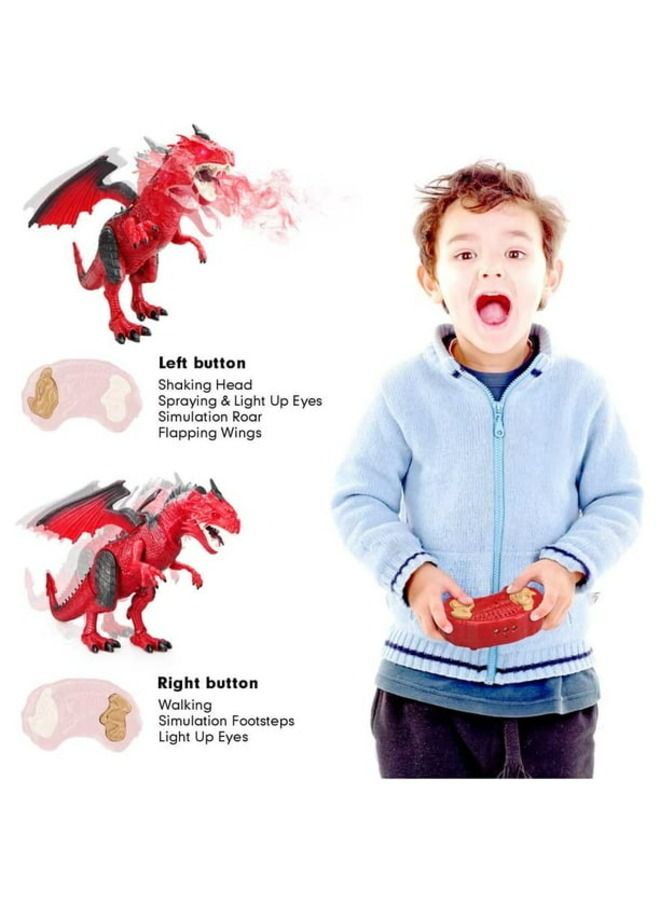 Dino Planet Remote Control RC Walking Dinosaur Toy with Breathing Shaking Head Light Up Eyes Sound Ice Dragon