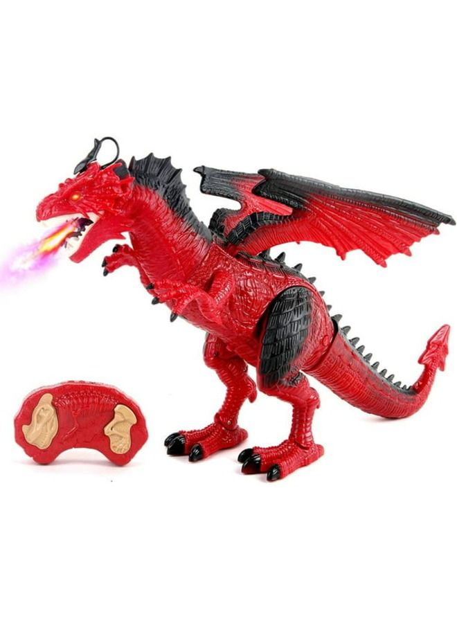 Dino Planet Remote Control RC Walking Dinosaur Toy with Breathing Shaking Head Light Up Eyes Sound Ice Dragon