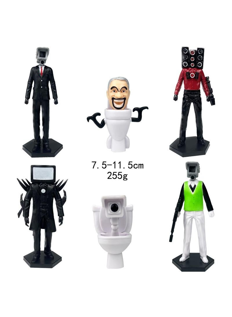 6 Pcs Skibidi Toilet Man Monitor Man Toy Set Ideas Toys Battle Horror Game Model Ideas Toys Gifts for Adult & Kids