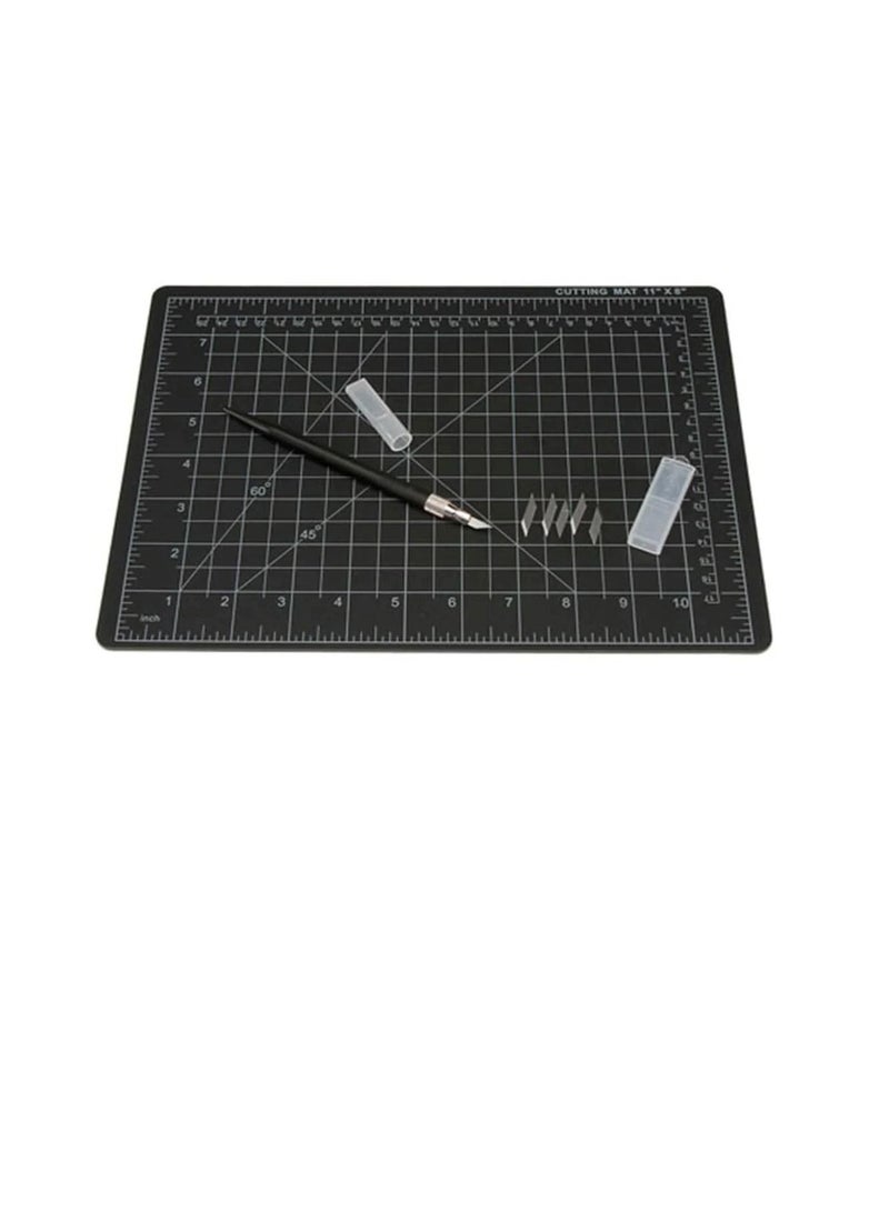 Cutting Mat Set Includes Knife Black 8.5 x 11.75 inches