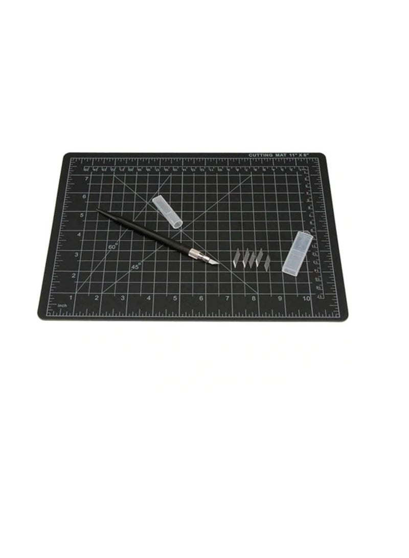 Cutting Mat Set Includes Knife Black 8.5 x 11.75 inches