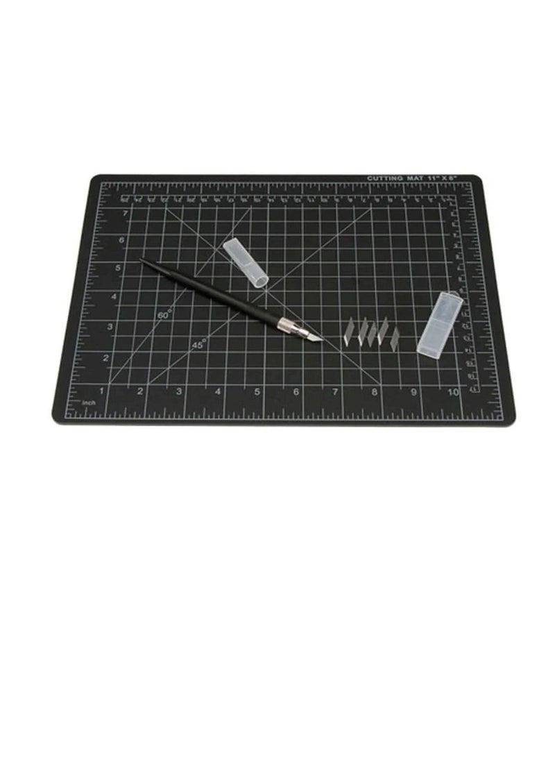 Cutting Mat Set Includes Knife Black 8.5 x 11.75 inches