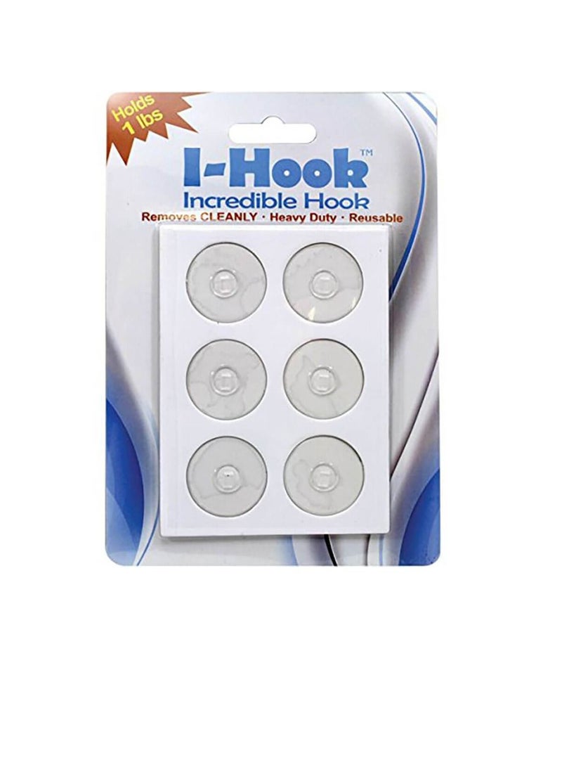 Round I Hook Clear Holds 1.2in Set of 6