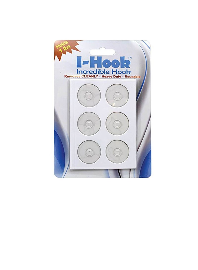 Round I Hook Clear Holds 1.2in Set of 6