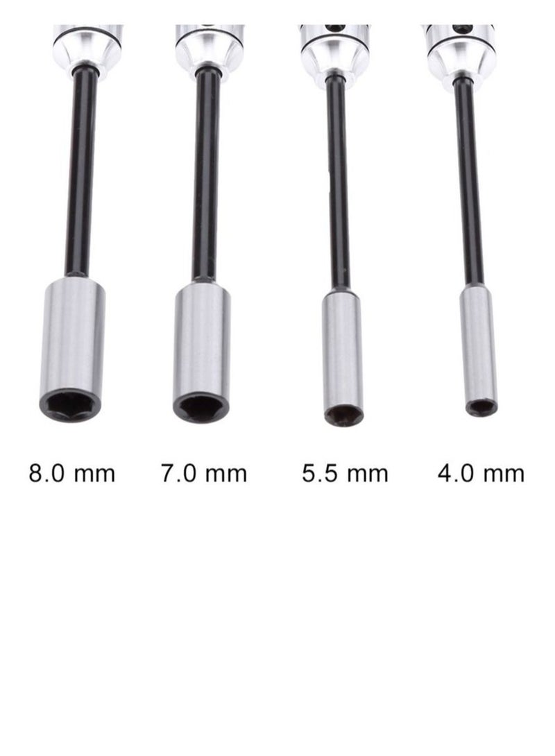 Hex Nut Driver Set Hexagonal Head Wrench 4.0/5.5/7.0/8.0mm 4Pcs RC Repair Tools Kit Socket Screwdrivers for Cars Model Airplanes Sportinggoods Deformation