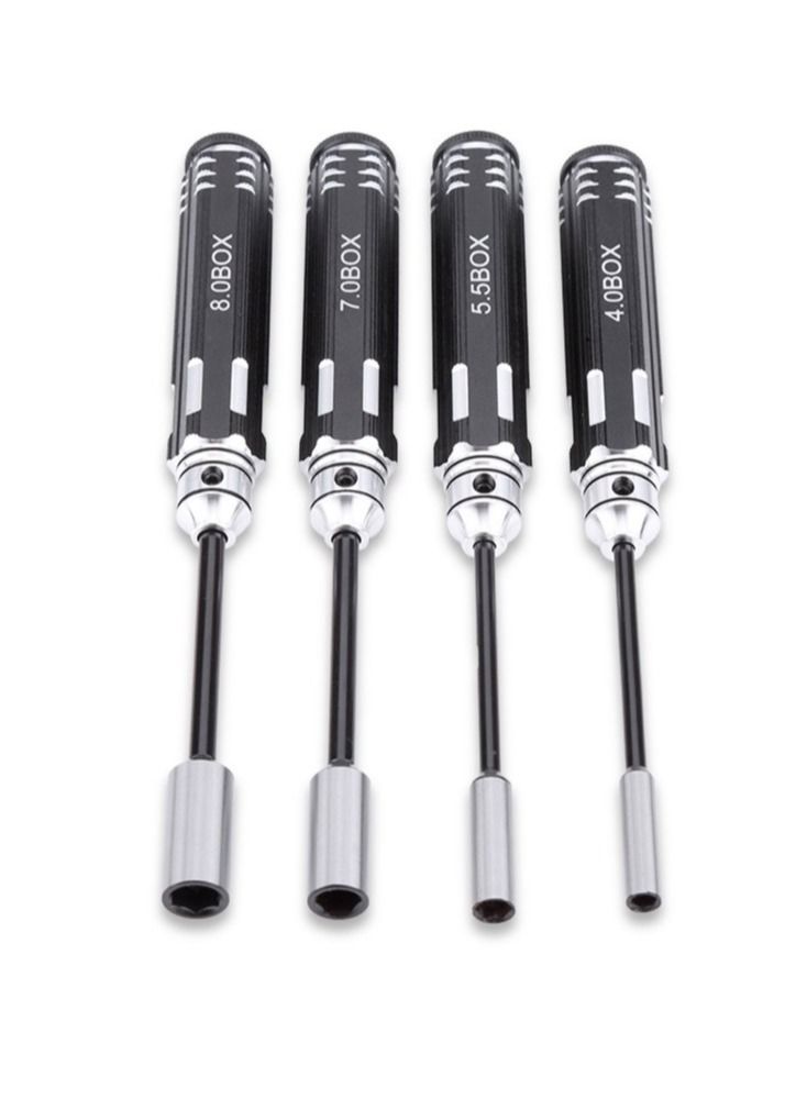 Hex Nut Driver Set Hexagonal Head Wrench 4.0/5.5/7.0/8.0mm 4Pcs RC Repair Tools Kit Socket Screwdrivers for Cars Model Airplanes Sportinggoods Deformation