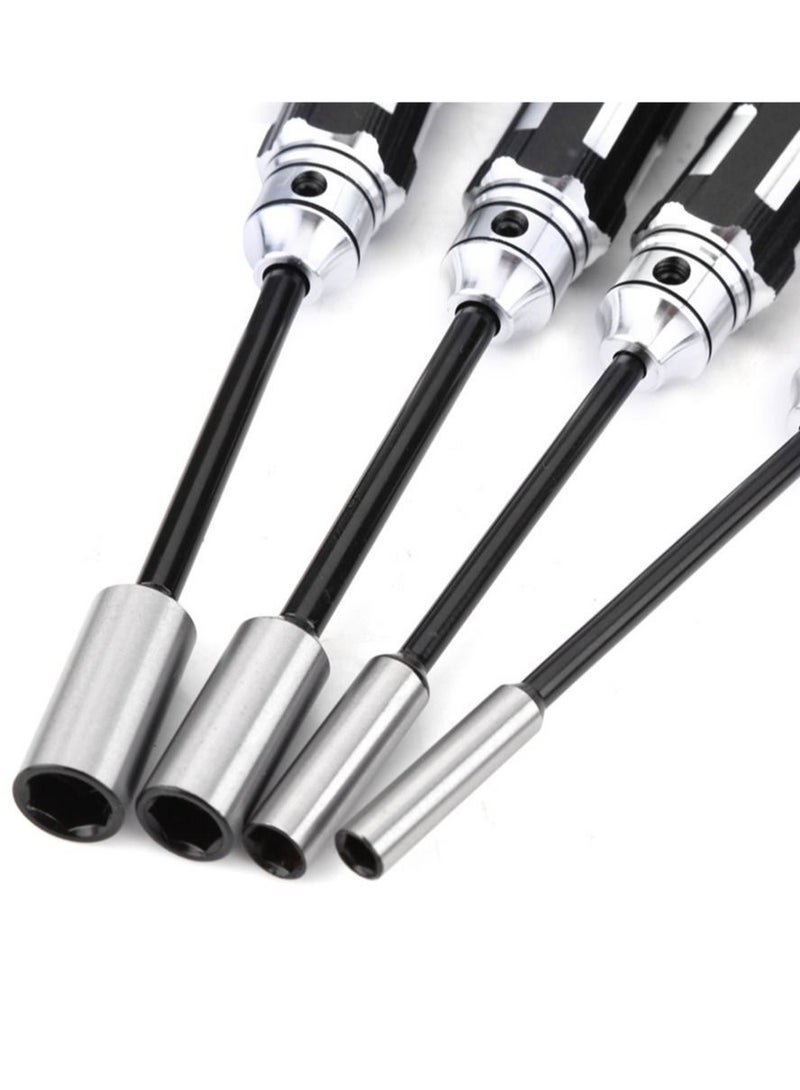 Hex Nut Driver Set Hexagonal Head Wrench 4.0/5.5/7.0/8.0mm 4Pcs RC Repair Tools Kit Socket Screwdrivers for Cars Model Airplanes Sportinggoods Deformation