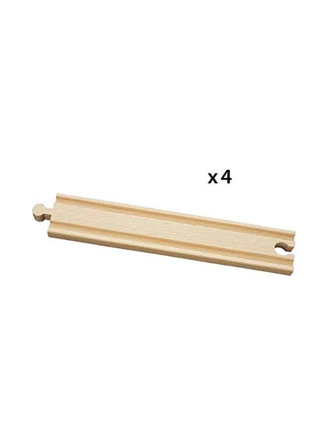 4-Piece Wooden Long Straight Train Tracks 33341 8inch