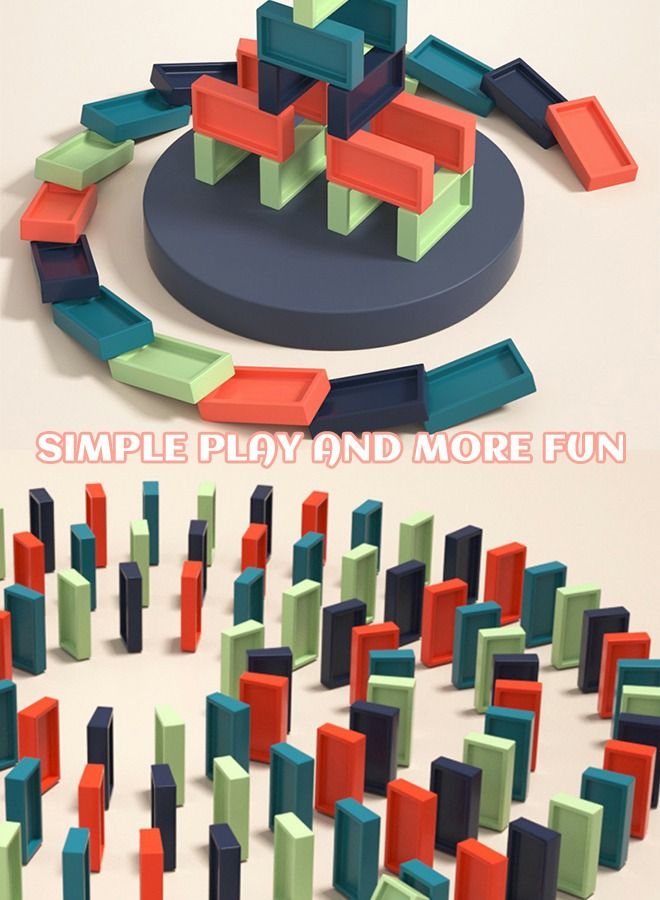 Domino Train Set, Automatic Domino Bricklaying Toy Train, Building and Stacking Toy, Domino Train Block Set with 120 Domino Pieces, Educational Game for Kids