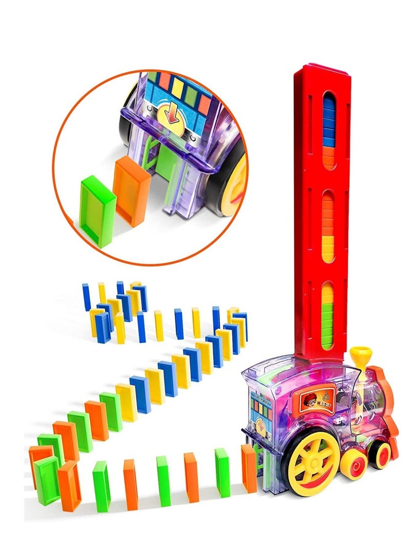 80 Pcs Colorful Domino Train Set - Creative Educational Toy for Kids, Fun Construction Game with Plastic Blocks