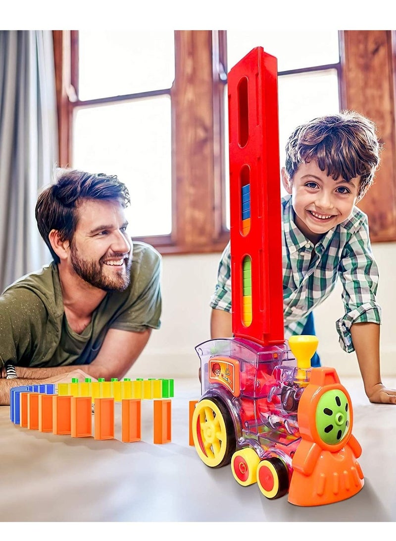 80 Pcs Colorful Domino Train Set - Creative Educational Toy for Kids, Fun Construction Game with Plastic Blocks