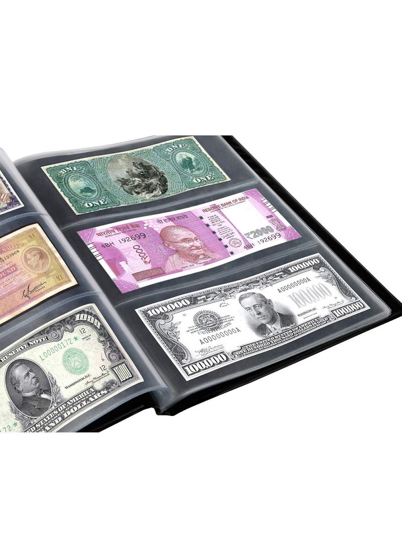 Mahogany Life Currency Album for Notes 102 Pockets Faux Leather Cover