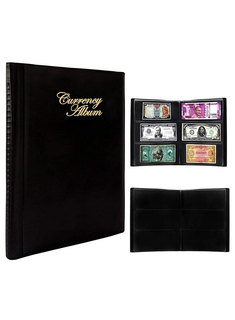 Mahogany Life Currency Album for Notes 102 Pockets Faux Leather Cover