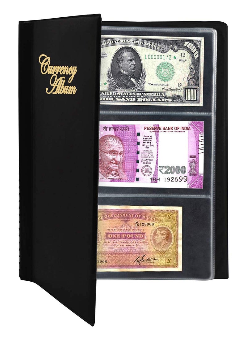 Mahogany Life Currency Album for Notes 102 Pockets Faux Leather Cover