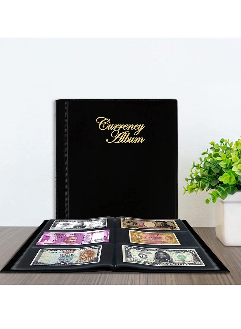 Mahogany Life Currency Album for Notes 102 Pockets Faux Leather Cover