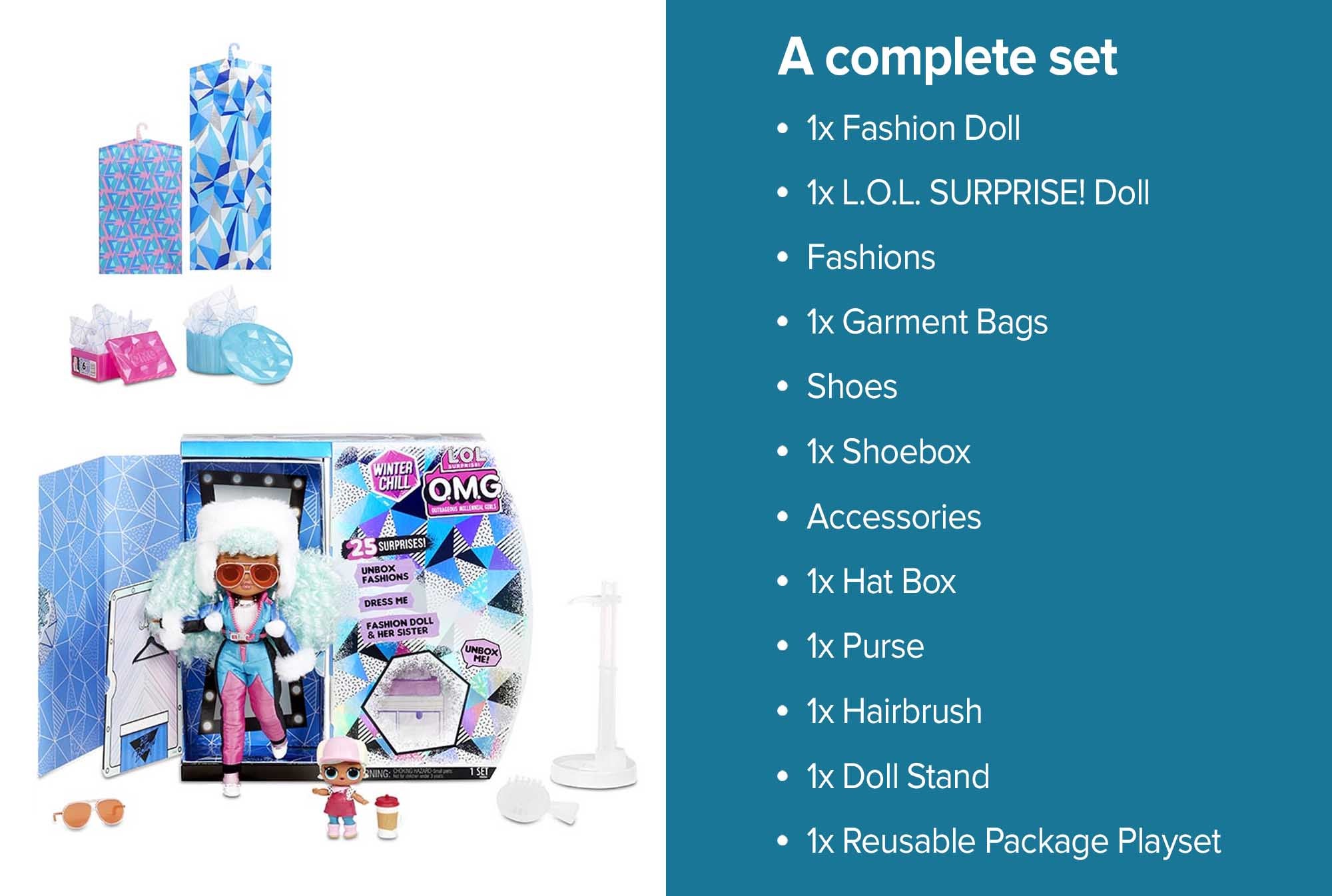 O.M.G. Winter Chill Fashion Doll And Brrr B.B. Doll 3 x 12.25 x 12inch