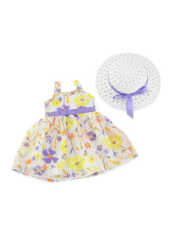 14 Inch Doll Lovely Spring/Summer Chiffon Dress With White Hat ; Compatible With American Girl Wellie Wishers ; 14 In Doll Clothes Dressy Outfit
