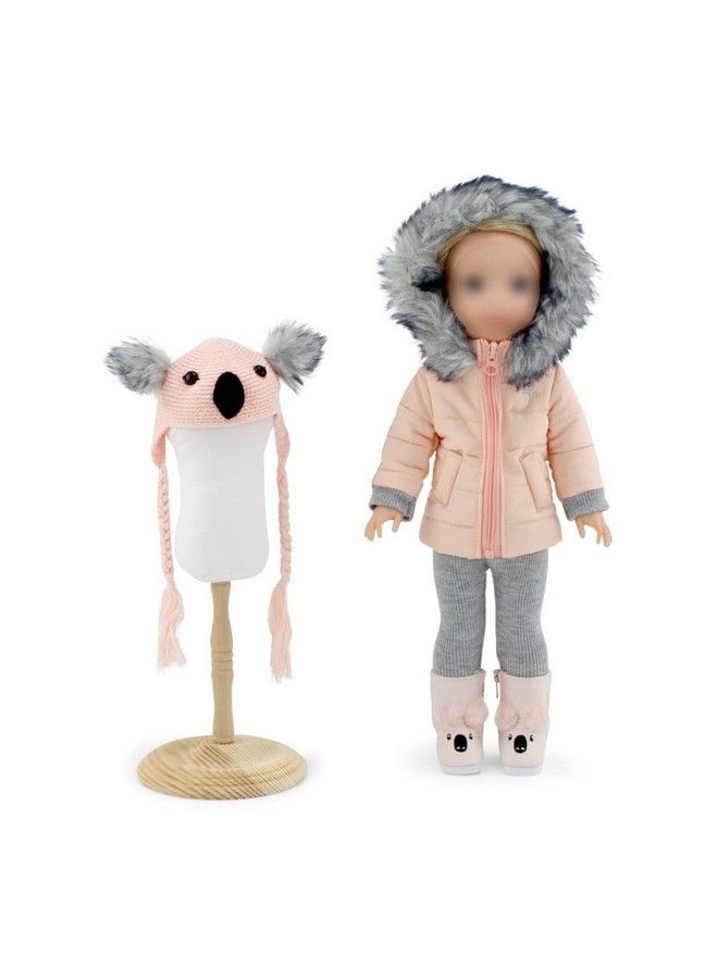 14 Inch Doll 4 Pc Winter Snow Coat Koala Outfit Includes Adorable Knit Hat And Boots Accessories ; Compatible With Wellie Wishers Dolls