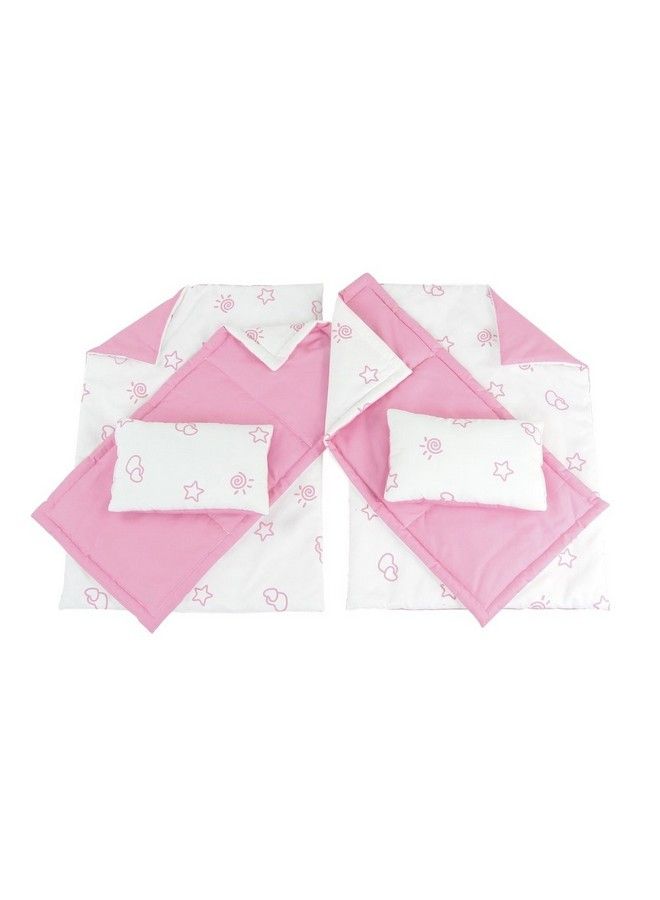 14 Inch Doll Pink And White Bunkbed Bed Bunk With Reversible Bedding Star ; Compatible With American Girl Wellie Wishers Dolls