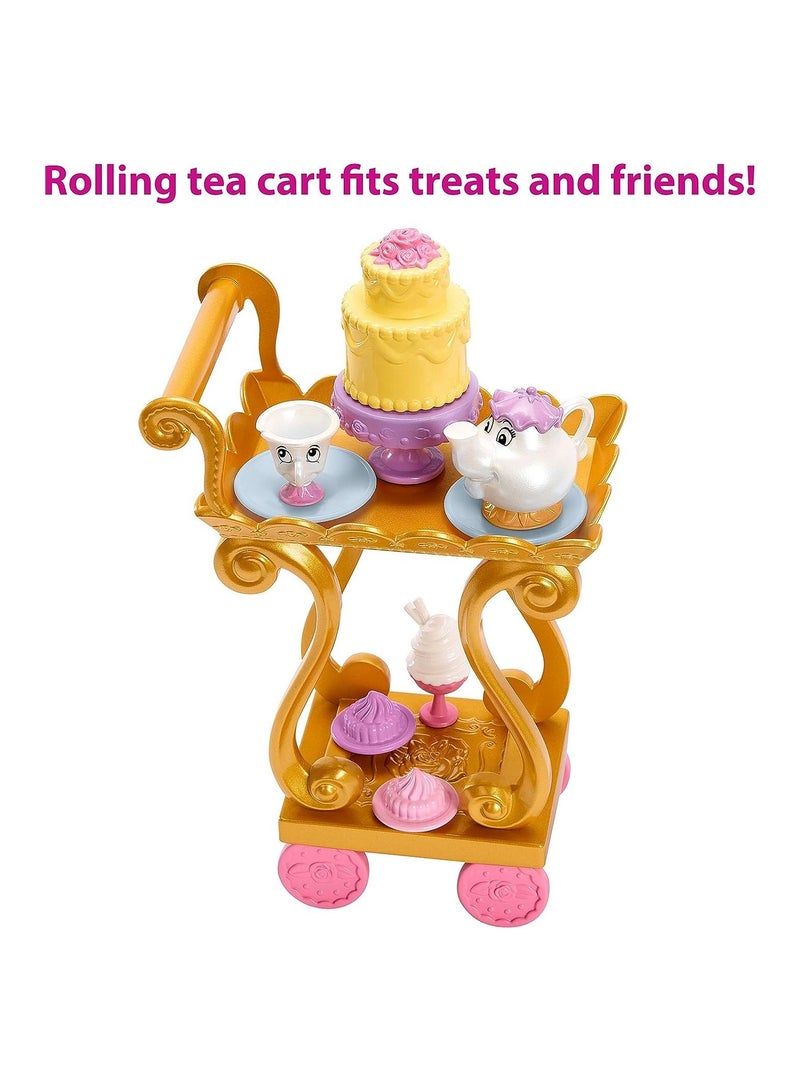 Disney Princess Belle Doll with Shiny Clothing Tea Time Cart Playset