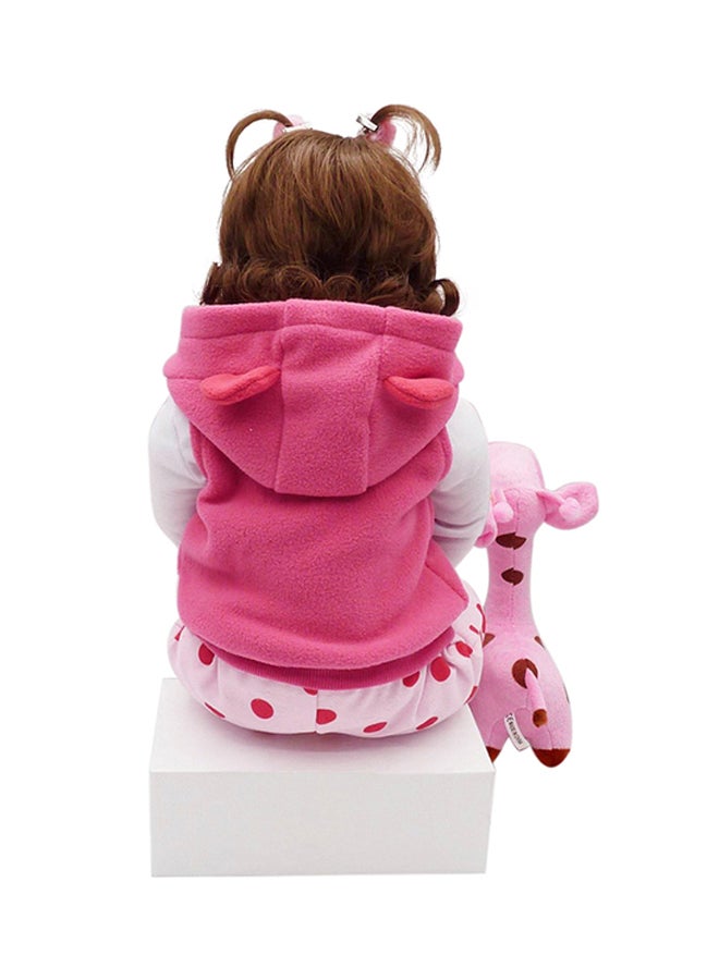 Cute Beautiful And Realistic Reborn Baby Doll With Plush Cuddling Toy 50x20x14cm
