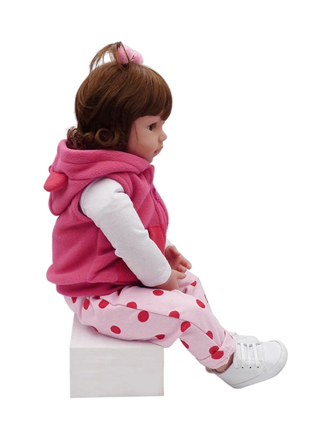 Cute Beautiful And Realistic Reborn Baby Doll With Plush Cuddling Toy 50x20x14cm