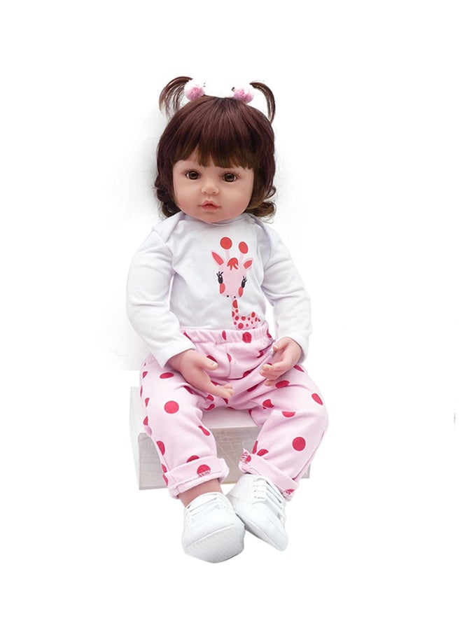 Cute Beautiful And Realistic Reborn Baby Doll With Plush Cuddling Toy 50x20x14cm
