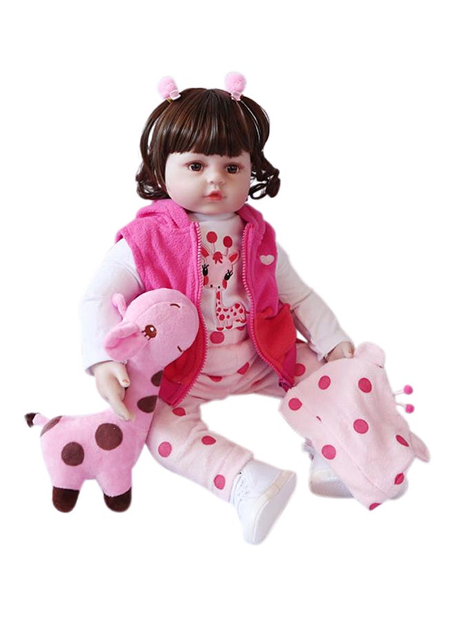 Cute Beautiful And Realistic Reborn Baby Doll With Plush Cuddling Toy 50x20x14cm
