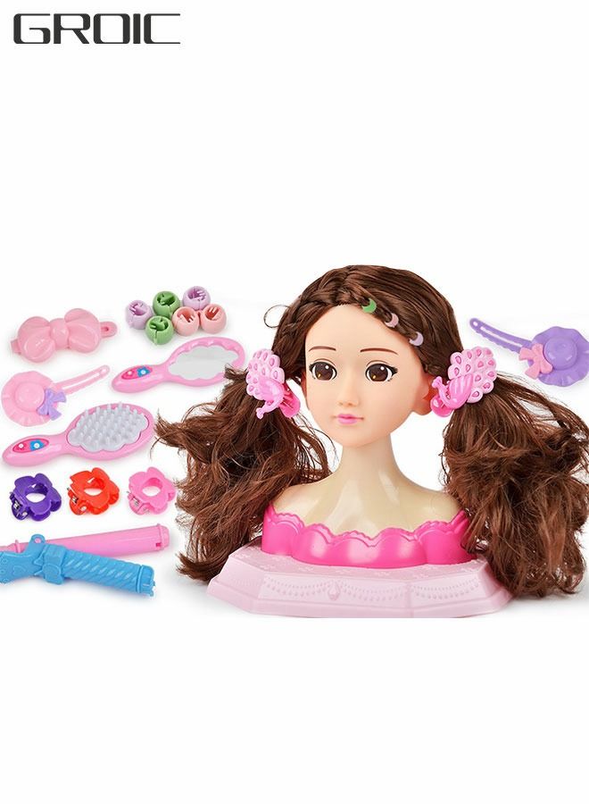 Long Hair Doll,Half Body Play House Dressing Braid Toy, Design Model Doll Head, Girls Playset with Beauty and Fashion Accessories