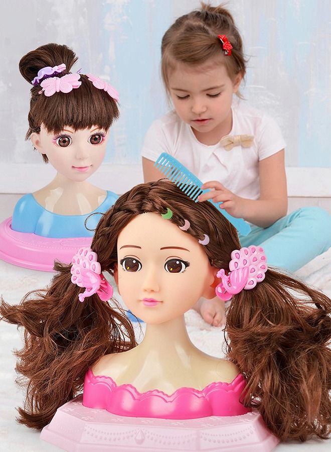 Long Hair Doll,Half Body Play House Dressing Braid Toy, Design Model Doll Head, Girls Playset with Beauty and Fashion Accessories