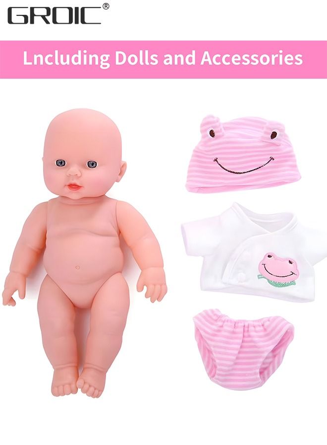 11-Inch Soft Body Baby Doll, Reborn Baby Dolls Lifelike Newborn Dolls, 3D Simulation Collection Baby Doll with Pink Cloths, Little Interactive Dolls with 4 Emotions Baby Sounds