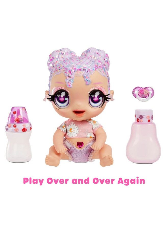 Glitter Babyz Lila Wildboom Baby Doll With 3 Magical Color Changes Purple Hair Flower Outfit Diaper Bottle Pacifier Gift For Kids Toy For Girls Boys Ages 3 4 5+ Years Old