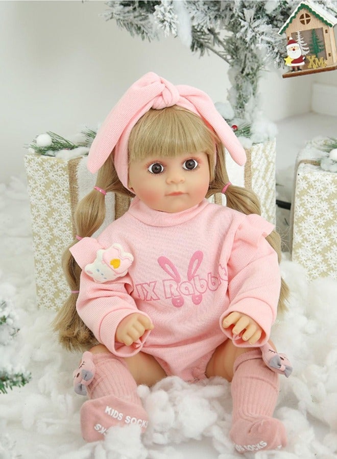 Baybee Reborn Silicone Baby Dolls 55cm Baby Soft Body Realistic-Newborn Baby Girl Dolls Long Hair Dress Up Doll Children Play House Real Life Baby Dolls Girl for Kids Age 3+ Years