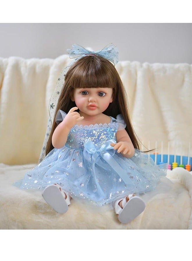 Baybee Reborn Baby Dolls 55cm Baby Soft Body Realistic Newborn Baby Girl Dolls Long Hair Dress Up Doll Children Play House Real Life Baby Dolls Girl for Kids Age 1+ Years