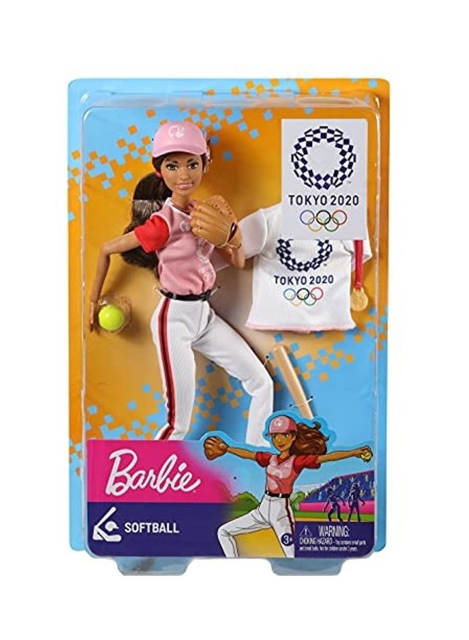 Olympic Games Tokyo 2020 Doll With Softball Uniform 2.75 X8.5 X12.75inch
