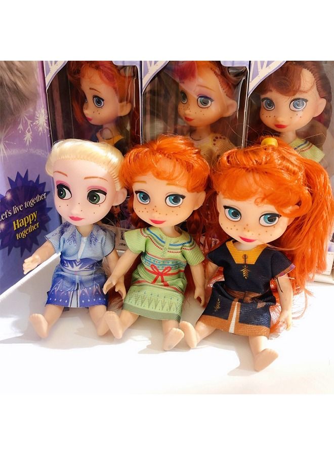 6 Pcs Frozen Dolls set, Princess Plush Dolls Toys,Princess Dolls for Girls- 14CM